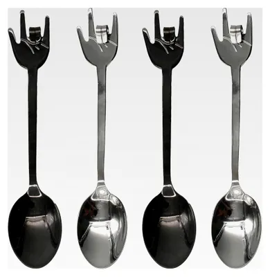 Produktbild von Rock Hand Kaffeelöffel 4er Set | Multicolor Teelöffel | Esspressolöffel | Eierlöffel | Edelstahl