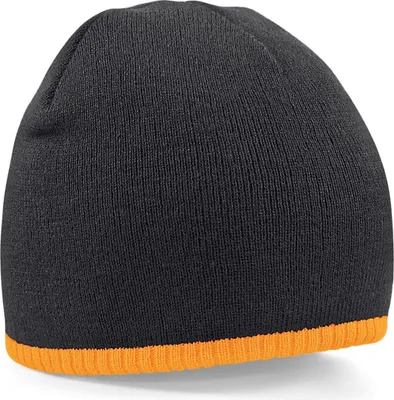 Produktbild von Beechfield Uni Basic Strick Wintermütze RW209 (Einheitsgröße) (Schwarz/Fluroorange)