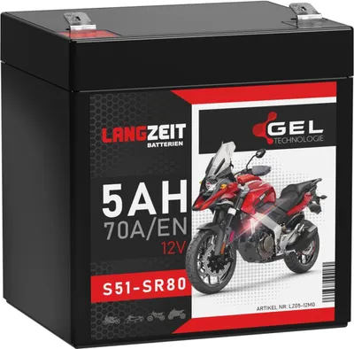 Produktbild von Langzeit Gel Motorradbatterie S51-SR80 5Ah 12V