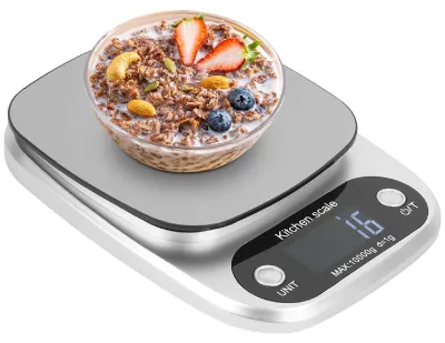 Küchenwaage digital 10 kg/1 g, Edelstahl, silber, tragbar