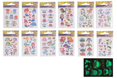 Zdjęcie produktu dla Naklejki na tatuaże - Mix 10,5 x 6 cm świecące w ciemności