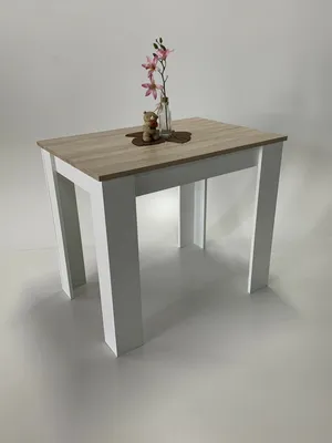 Produktbild von Möbel SD Esstisch Lucie Sonoma Eiche hell Sägerau Weiß Echtholz Optik Kante 86 x 60 cm