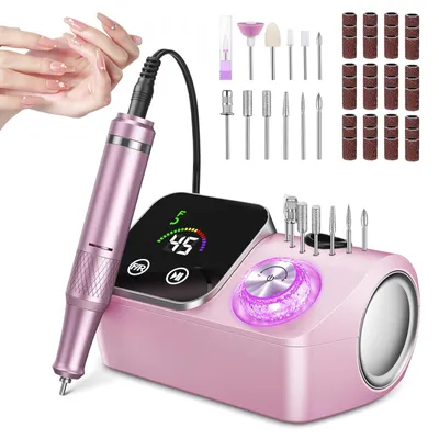 Produktbild von Nagelfräser, Elektrischer Nagelfeile, Nagelbohrer Set, 45000 U/min, Maniküre Pediküre Set mit LCD-Anzeige, für Gelnägel Nagellack Acrylnägel