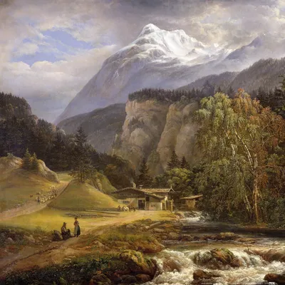Zdjęcie produktu dla Johan Christian Dahl Art Print Obraz - Krajobraz alpejski, 1821 (40 x 40 cm)