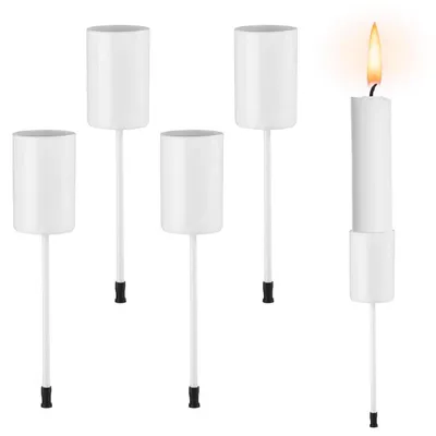 Immagine prodotto di Set di 4 candelabri per l'Avvento, colore bianco, metallo, altezza 11 cm