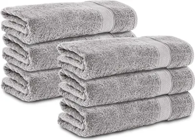 Produktbild von Komfortec 6er Duschtücher 70x140 cm Set aus 100% Baumwolle, 470g/m², Frottee, Weich, Silber