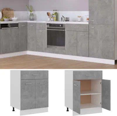 Immagine prodotto di vidaXL Mobile basso con cassetti Grigio cemento 60x46x81,5 cm in materiale composito