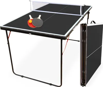 Produktbild von MUWO Indoor faltbare Mini Tischtennisplatte 137 x 76 cm inkl. Netz, 2 Schlägern & Ball – Kompakt, tragbar & spielbereit ohne Montage schwarz | MW-298