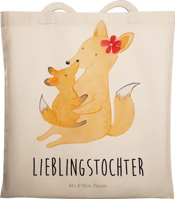 Produktbild von Mr. & Mrs. Panda Tote Bag Fuchs Mama - Transparent - Geschenk, Umarmen, Muttertag, Tragetasche, Tasche, Mutter, Schultasche, Beutel, Jutebeutel, Schoß