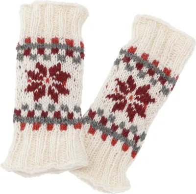 Produktbild von Handgestrickte Wollstulpen aus Nepal, Gestrickte Beinstulpen aus Schurwolle - Wollweiß, Uni, Wolle,Wolle,Polyester, 30*13 cm, Socken & Beinstulpen