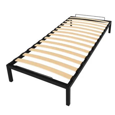 Produktbild von INDUSTORM Bett - Bettgestell 90x200 mit Elastisch Lattenrost aus Birkenholz, Metallbett Stauraum Höhe 27,5cm - Gästebett kinder bett, Einfache Konstruktion und Montage - Schwarz