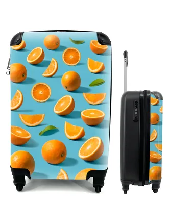 Produktbild von MuchoWow® Koffer Handgepäck Trolley Rollkoffer Kleine Reisekoffer mit 4 Rollen - Orange - Stilleben - Obst - Cabin Size < 55x40x23 cm & 55x40x20 cm - Fotokoffer - Kabinenkoffer - Boardgepäck - Reise-Box - Reisekoffer - Reisegepäck - Koffer mit Bild - Trolley für Kinder