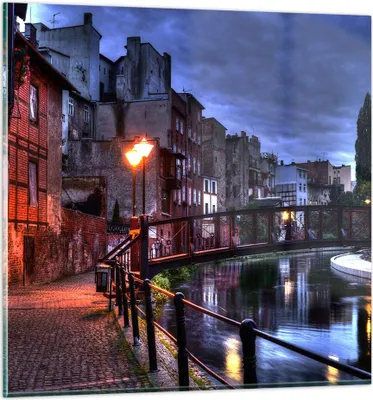 Produktbild von Bilder auf glas - Architektur Altstadt Stadt Fluss - 60x60cm - Glasbilder - Wandbilder - Kunstdruck - zum Aufhängen bereit - Wanddekoration aus Glas - Glas Bilder - Wandbild auf Glas - GAC60x60-0500