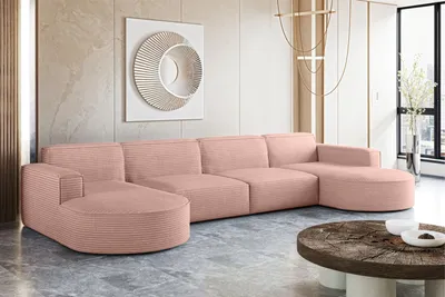 Produktbild von Kaiser Möbel Ecksofa Designer MODENA U XL stoff Dicker cord Poso Rosa