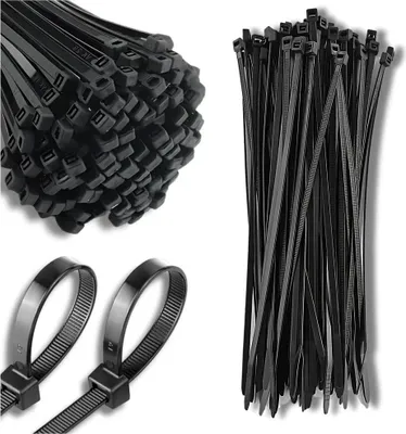 Obrázek produktu pro EDIBAZZAR | Černé stahovací pásky, 200 kusů, rozměry 4,8 mm, materiál: nylon