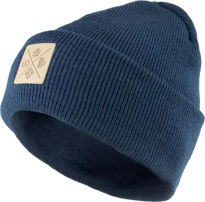 Productafbeelding van Bavariaanse muts, gebreide muts "Kreizweis", effen kleur, met brede omslag, blauw, maat: one size