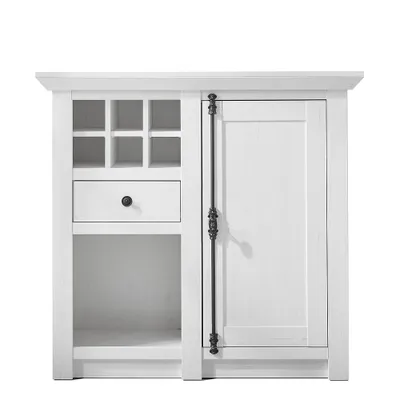 Produktbild von Kommode WINGST-61 Highboard im Landhaus Stil Nachbildung Pinie weiß Nb. mit Flaschenregal B/H/T ca. 105x100x45cm