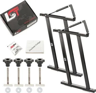 Produktbild von 2x Schienen Schrauben Fett Scharnier Dämpfer Flexboard Schwarz für VW T5 T6 V VI