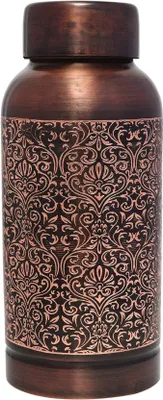 Kupferwasserflasche mit Blumenmuster, 600 ml