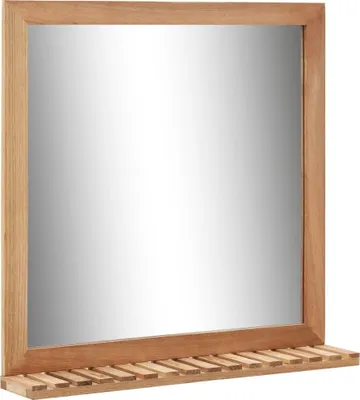 Zdjęcie produktu dla Lustro łazienkowe, 60x12x62 cm, z ramą z drewna orzechowego