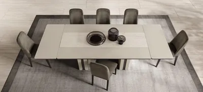 Immagine prodotto di Set da pranzo moderno Tavolo da pranzo allungabile 6 sedie imbottite