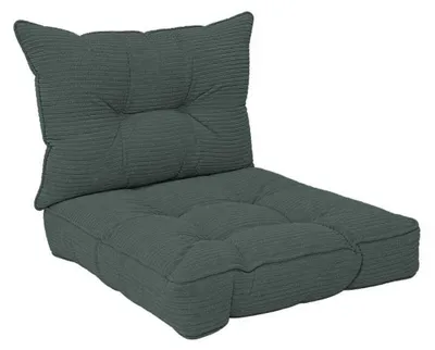 Zdjęcie produktu dla Zestaw 2 Poduszek Ogrodowych Pikowanych na Krzesło ciemnozielony sztruks 50x50 + 50x40
