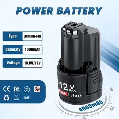 Produktbild von Ersatzakku-Set für Elektrowerkzeuge - kompatibel mit BAT411 - 12 V Li-Ion - 4000 mAh - 2 Akkus + 1 Ladegerät - Silber