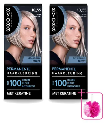 Obrázek produktu pro 2 x Trvalá barva na vlasy SYOSS 10-55 Ultra platinová blond – ekonomické balení – 2 kusy