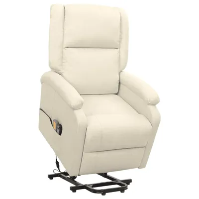 Image de vidaXL Fauteuil de massage avec releveur Crème Tissu