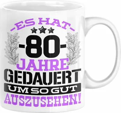 Produktbild von 80. Geburtstag Lustig Geschenk Männer Frauen Geschenkidee zum 80er Mann Frau Es Hat 80 Jahre Gedauert Um So Gut Auszusehen Mutter Vater (Weiß)