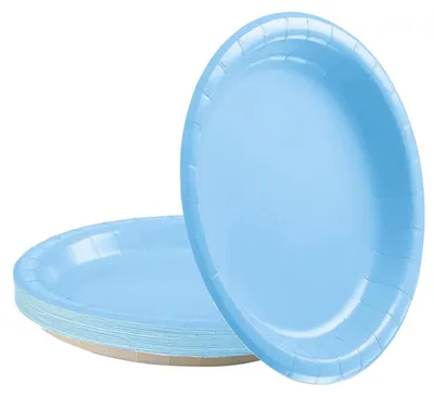 Produktbild von Pappteller Hellblau 16 Stück 23cm Rund Einwegteller für Partys