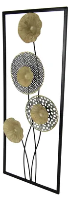 Productafbeelding van 3D Wanddecoratie van Lotusbladeren in Goudkleur 61 x 25 x 4,5 cm
