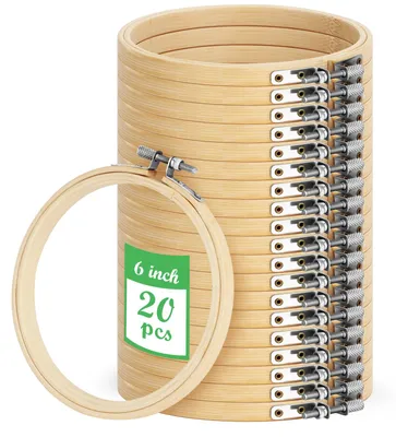 Stickrahmen-Set 20 Stück, Bambus, 10 cm, für Kreuzstich & DIY