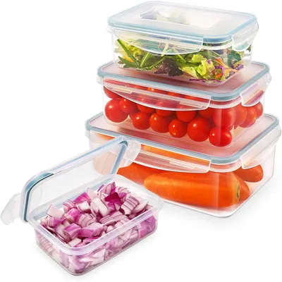 Immagine prodotto di Set di contenitori per alimenti, 4 pezzi: contenitori in plastica riutilizzabili con coperchi ermetici
