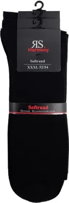 Produktbild von 3 Paar Socken Baumwolle Übergröße Herren schwarz mit Softrand o. Gummi RS Harmony Gr. 50/52 schwarz