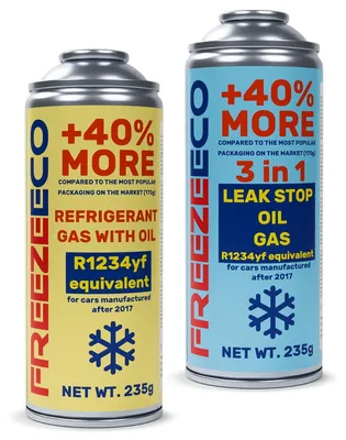 Produktbild von FreezeEco R1234yf Ersatz-Set + 3-in-1 Klimaanlagen-Kältemittel mit Öl und Dichtmittel