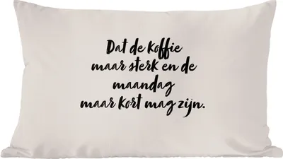 Produktbild von MuchoWow® Zierkissen Sofakissen Wohnzimmer Dekokissen 60x40 cm Zitat - Taupe - Möge der Kaffee stark sein und der Montag kurz sein - Kopfkissen - Polster mit Foto