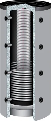 Produktbild von 500 Liter TWL Hygienespeicher 90° KER-500 1 Wärmetauscher 100mm Isolierung