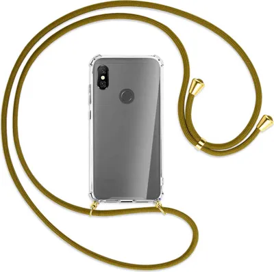 Produktbild von Handykette Backcover-Schutzhülle mit Band (Metall goldfarben) für Xiaomi Redmi Note 6 Pro - khaki