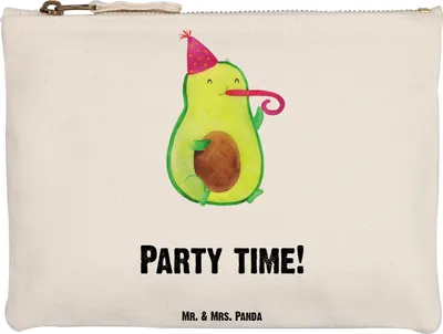 Produktbild von Mr. & Mrs. Panda Kulturbeutel Avocado Party Zeit Grösse XL Große - Weiß - Geschenk, kosmetiktäschchen, Geburtstag, Genießen, Etui, Glücklich, Happy Birthday, Pouch