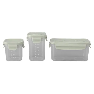 Produktbild von 3er Set Babybrei Behälter – stapelbare Babynahrung Aufbewahrung mit Skala & Kühlakku, mikrowellengeeignet für Obst & Gemüsebrei, Grün