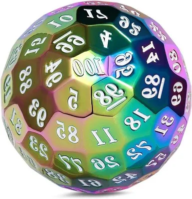 Produktbild von Metallene D100 Würfel - Vielseitiger Würfel für RPG - Brettspiele spielen - Großer 50mm Durchmesser - Metall - 50 mm