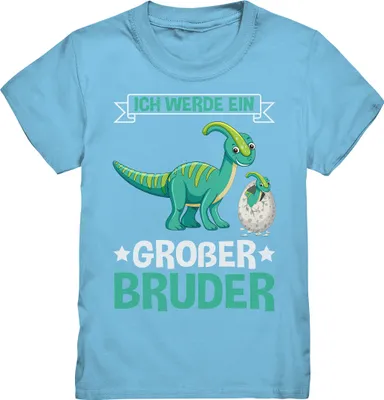 Produktbild von Dinosaurier Endlich Großer Bruder Shirt – Sky Blue / 122/128 (7-8)