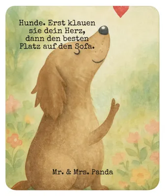 Produktbild von Mr. & Mrs. Panda Decke Hund Liebe Design 130 x 155 cm - Weiß - Geschenk, Hunde, Tagesdecke, Süß, Wohndecke, Wärmedecke, Herz, Heimdecke, Sprüche, Plaid