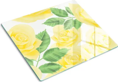Immagine prodotto di Pannello protettivo in vetro – Copertura per piano cottura – Copertura per piano cottura a induzione – 2x30x52 cm – Facile da pulire – Vetro temperato – Rose gialle