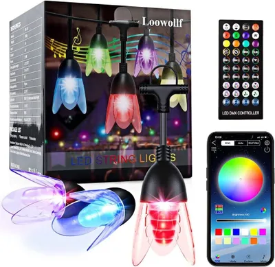Produktbild von 10.4m Smart LED Lichterkette,M8C 14-teilig Blütenblattform Lichterketten mit Bluetooth APP & Fernbedienung, Deko Lampe Perfekt für Garten, Party, Dekoration, Hochzeit
