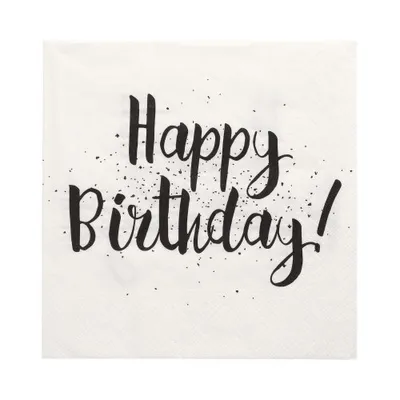 Produktbild von Servietten, 3-lagig 1/4-Falz 33 cm x 33 cm "Happy Birthday"