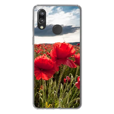 Produktbild von MuchoWow® Handyhülle Schutzhülle Hülle für Huawei P20 Lite (2020) Mohnblumen vor einem dramatischen, stürmischen Himmel Silikon Softcase Handy Hülle - Kartenhalter