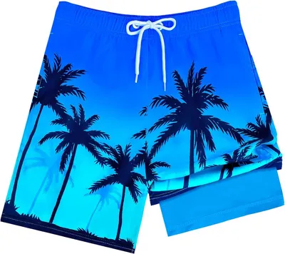 Productafbeelding van Zwemshort jongens 134-176 cm, 2-in-1, sneldrogend, compressie-binnenbroek, blauw, voor zwemmen