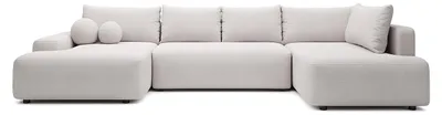 Produktbild von Großes Panorama-Ecksofa links mit Schlaffunktion - Strukturstoff - Beige - DAVISO